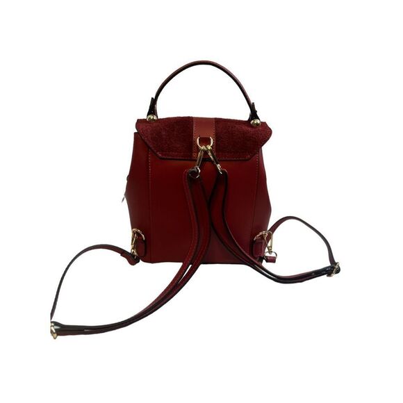 Viola Castelani red ruby leather handbag backpack 548098 made in Italy N…